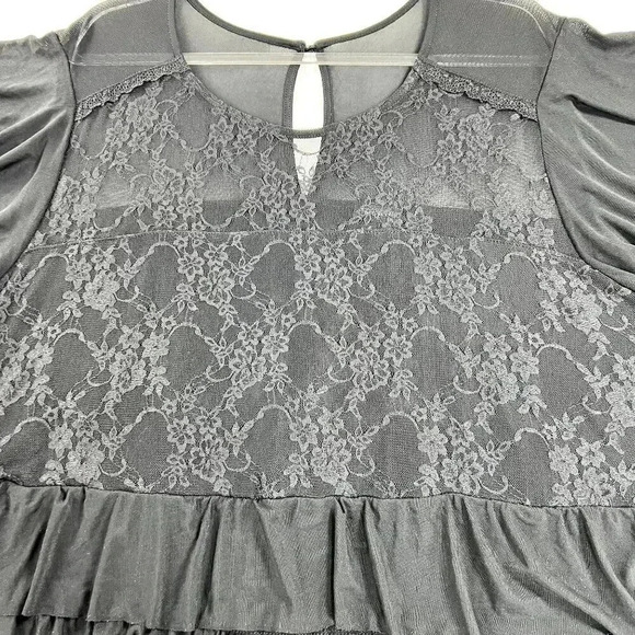 Torrid Black Boho Sheer Lace Feminine Mesh Gothic Babydoll Top Size 4XL - Picture 6 of 11